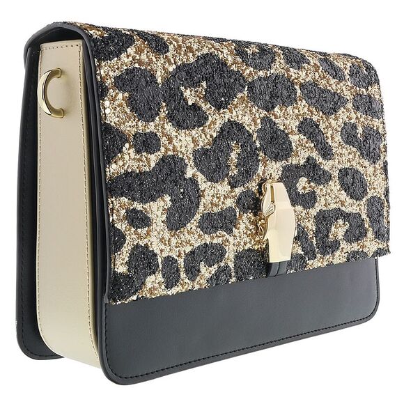 Class Roberto Cavalli Milano Rmx 00 Light Gold/Black Large Shoulder Bag